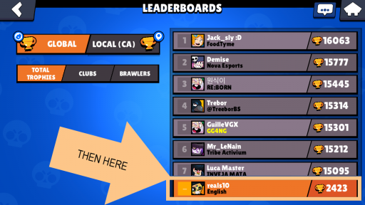 where to tap in the leaderboards page